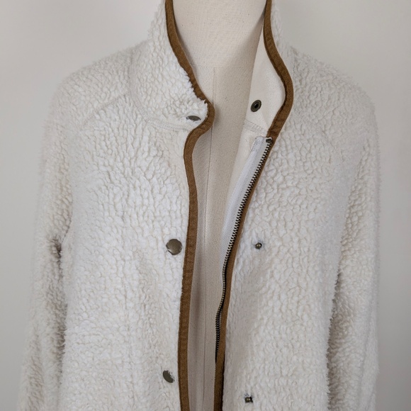 Old Navy Sherpa Jacket Mock Neck Cream Snap Front Long Cloud Nine - Picture 4 of 13
